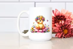 Cartoon-style Duck with Flower Crown PNG Product Image 2