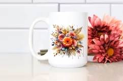 Vibrant Bouquet with Golden Gerbera | Sublimation | Clipart Product Image 2