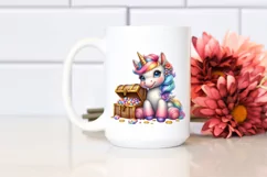 Baby Unicorn with Treasure Chest PNG Product Image 2