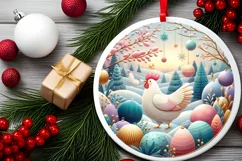 Round Christmas Ornament Sublimation|Clipart Product Image 2