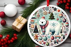 Round Christmas Ornament Sublimation|Clipart Product Image 1