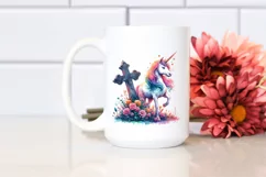 Unicorn Grave Watercolor Clipart Product Image 2