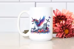 Unicorn Grave Watercolor Clipart Product Image 2
