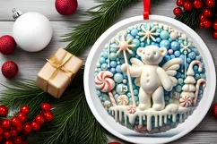 Round Christmas Ornament Sublimation|Clipart Product Image 1