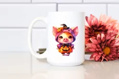 Baby Pig Halloween Watercolor Drawing Product Image 2