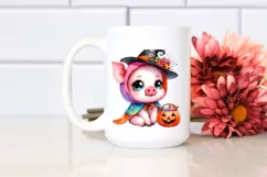 Baby Pig Halloween Watercolor Drawing Product Image 2