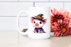 Baby Pig Halloween Watercolor Drawing Product Image 2