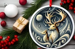 Round Christmas Ornament Sublimation|Clipart Product Image 2