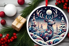 Round Christmas Ornament Sublimation|Clipart Product Image 2