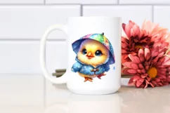 Vibrant Cute Baby Chicken in Raincoat | Sublimation Clipart Product Image 2