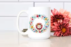 Colorful Cute Lion Floral Sublimation Clipart Product Image 2