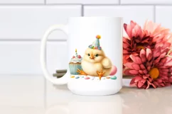 Cute Baby Chicken with Party Hat PNG Product Image 2