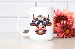 Cow Crazy Funny Cow Portrait with Big Teeth Clipart Product Image 2