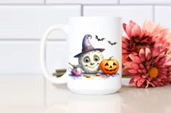 Funny Halloween Moon Watercolor PNG Product Image 2