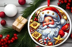 Round Christmas Ornament Sublimation|Clipart Product Image 1