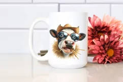 Cow Watercolor Cow with Sunglasses | Clipart Product Image 2