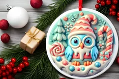 Round Christmas Ornament Sublimation|Clipart Product Image 1