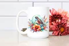 Vibrant Watercolor Quail Above Flower | Sublimation | Product Image 2
