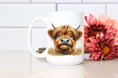 Highland Cow Portrait Watercolor PNG Product Image 2
