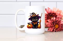Vibrant Halloween Black Cat Broom | Clipart Product Image 2