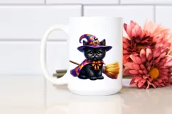 Vibrant Halloween Black Cat Broom | Clipart Product Image 2