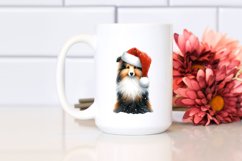 Watercolor Shetland Sheepdog with Santa Hat Product Image 2