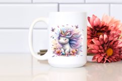 Cute Baby Unicorn Surrounded by Spring Petals | Clipart Product Image 2