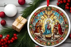 Round Christmas Ornament Sublimation|Clipart Product Image 1