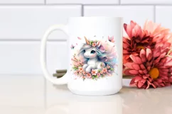Cute Baby Unicorn with Spring Petals | Clipart Product Image 2
