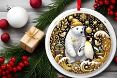 Round Christmas Ornament Sublimation|Clipart Product Image 1