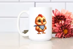 Thoughfull Baby Chicken Watercolor Clipart Product Image 2