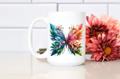 Abstract Vibrant Plant Leaves and 3D Flowers Butterfly Frame Product Image 2