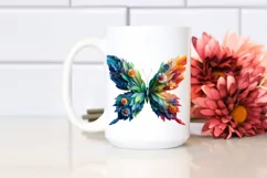 Abstract Vibrant Plant Leaves and 3D Flowers Butterfly Frame Product Image 2