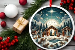 Round Christmas Ornament Sublimation|Clipart Product Image 2