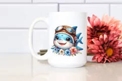 Colorful Baby Shark, Aviator Suit |Clipart Product Image 2