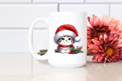 Cute Christmas Cat with Santa Hat PNG Product Image 2