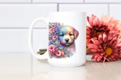 Half Flowers Puppy | Vibrant Artistic Watercolor Product Image 2