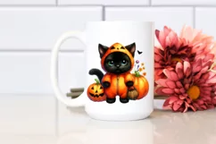 Cute Black Cat | Halloween Pumpkin | Clipart Product Image 2