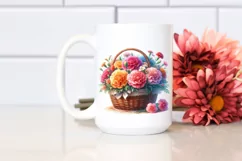 Vibrant Colorful Basket with Carnation | Clipart Product Image 2