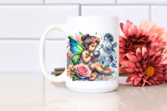 Baby Fairy Sipping Tea, Watercolor PNG Product Image 2