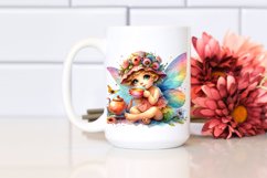 Baby Fairy Sipping Tea, Watercolor PNG Product Image 2