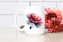 Colorful Poppy, Watercolor Splash |Clipart Product Image 2