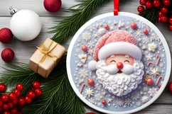 Santa Christmas Round Cute Ornament Sublimation Product Image 1