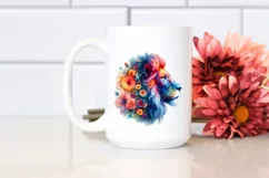 Half Flowers Lion | Vibrant Abstract Watercolor Product Image 2