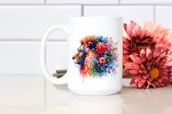 Half Flowers Lion | Vibrant Abstract Watercolor Product Image 2