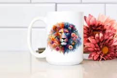 Half Flowers Lion | Vibrant Abstract Watercolor Product Image 2