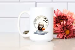 Simple Cute Baby Walrus on Halloween Cloud PNG Product Image 2