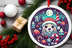 Round Christmas Ornament Sublimation|Clipart Product Image 1