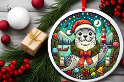 Round Christmas Ornament Sublimation|Clipart Product Image 1
