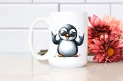 Funny Penguin Smiling, Rocker Sign | Sublimation Clipart Product Image 2